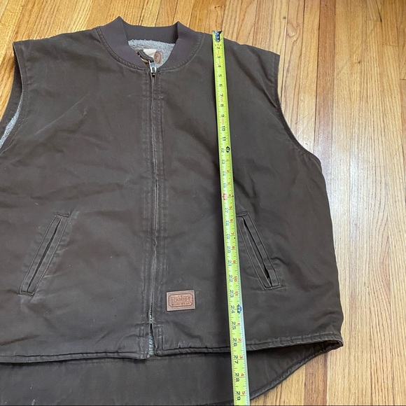 C E SCHMIDT WORKWEAR SHERMAN LINED BROWN CANVAS ZIP FRONT VEST MENS 2XLR POCKETS - Picture 8 of 8